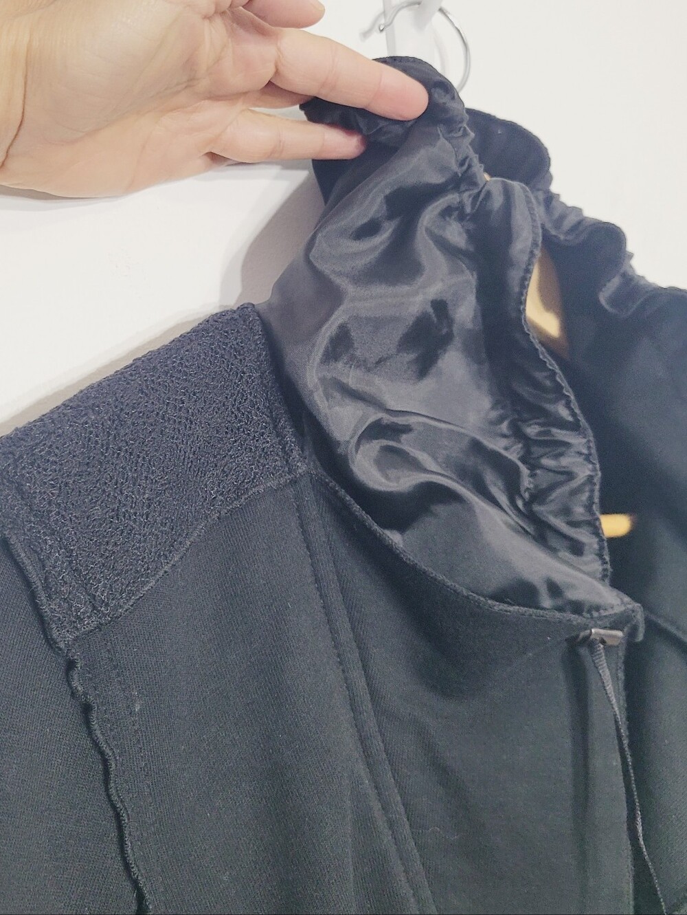 Salt & Pepper Black Cotton Blend Adjustable High Collar Lace Trims Blazer Jacket - Picture 9 of 13